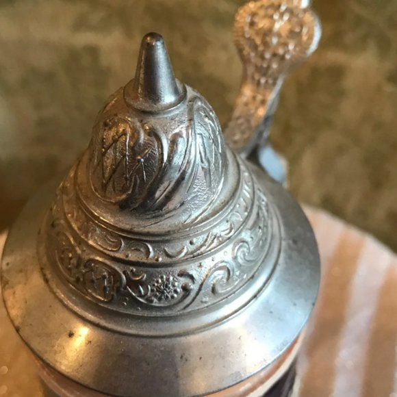 Beer Stein from West Germany - Ceramic Mug with Pewter Lid - Picture 5 of 8